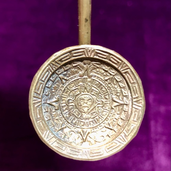 Ceremonial Ritual Offering Brass Aztec Hand Hammered Spoon 7.5” x 1” Altar Tool - Picture 4 of 4